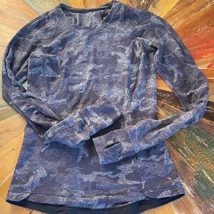 Grey Camouflage Lululemon Run Rulu Long Sleeve Shirt, 6